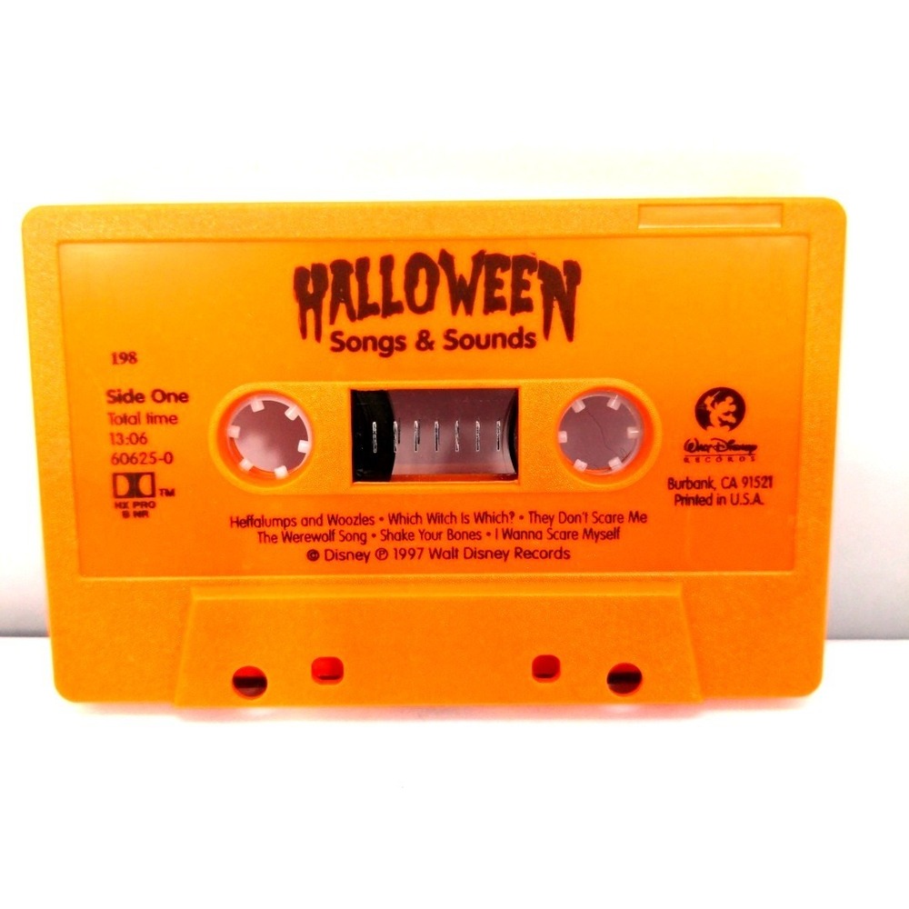 VTG 1997 Disney Halloween Songs Sounds Orange Cassette Tape Spooky Sound Effects